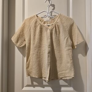 OAK + FORT Cream Textured Blouse
